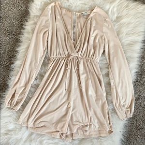 Cream Velvet Long Sleeve Romper